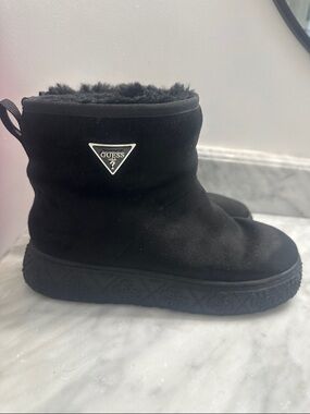 GUESS Women's Unity Faux Fur Slip-On Short Booties